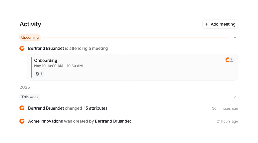 Attio
				timeline & history ui component