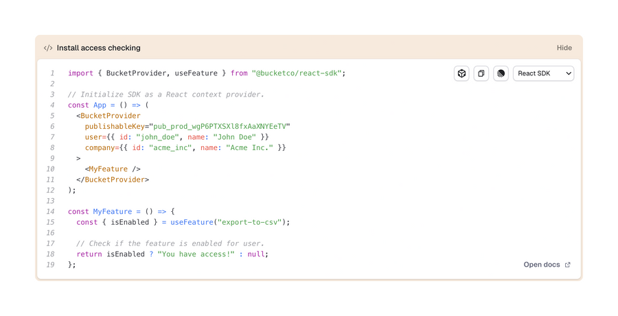 Reflag
			documentation code snippet ui component
