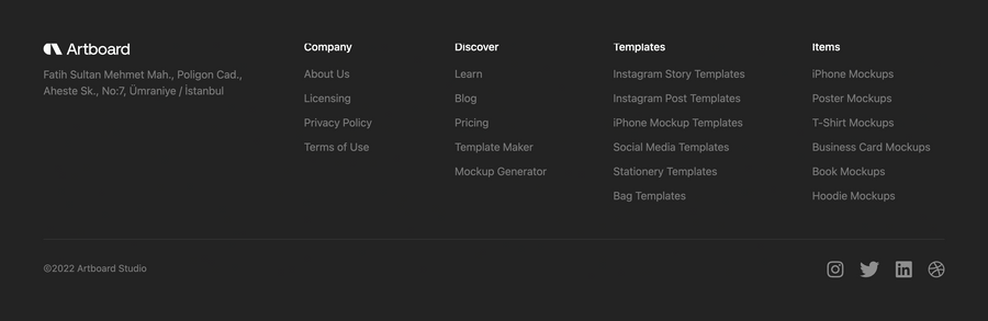 Artboard Studio
				footer ui component