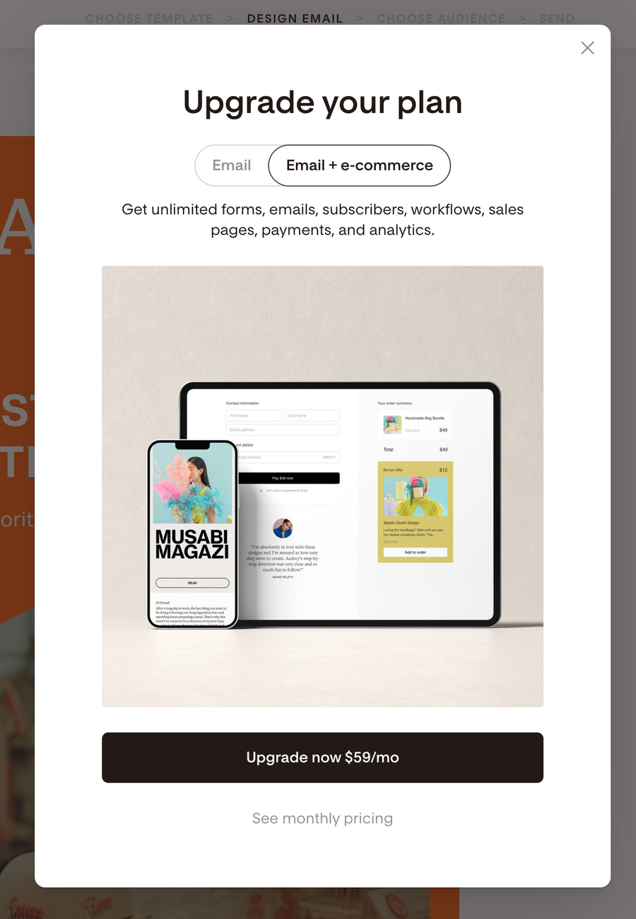 Flodesk
				upgrade your plan ui component