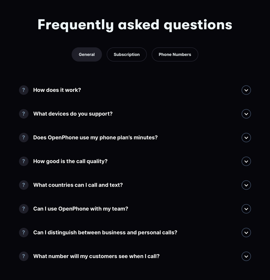 OpenPhone
				faq ui component
