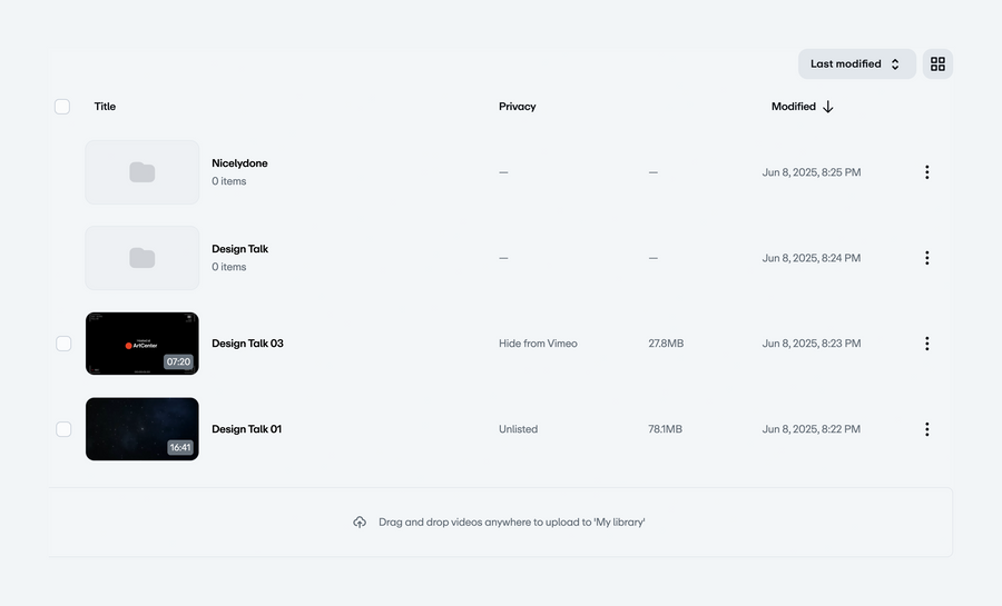 Vimeo
				table ui component