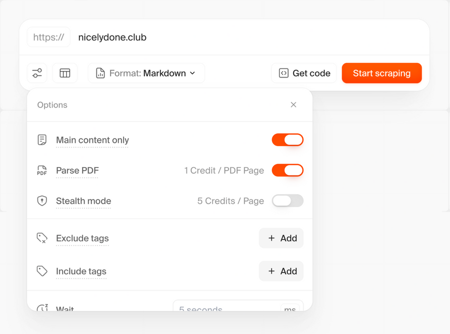 Firecrawl
			settings ui component