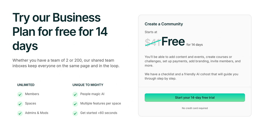Mighty
				pricing section ui component