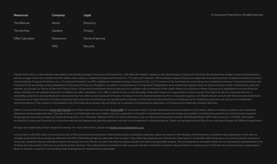 Compound Planning
				footer ui component