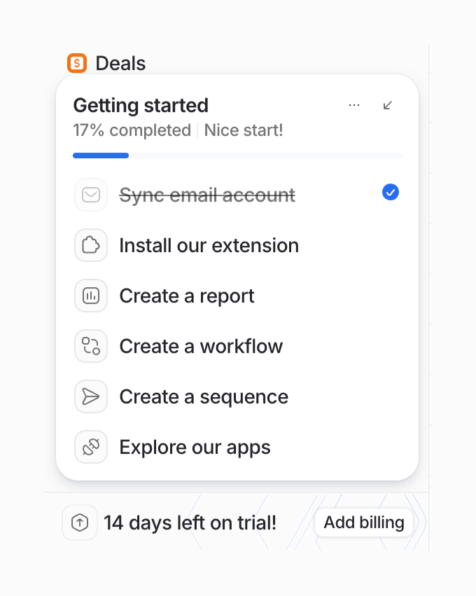 Attio
			onboarding progress tracking progress bar ui component