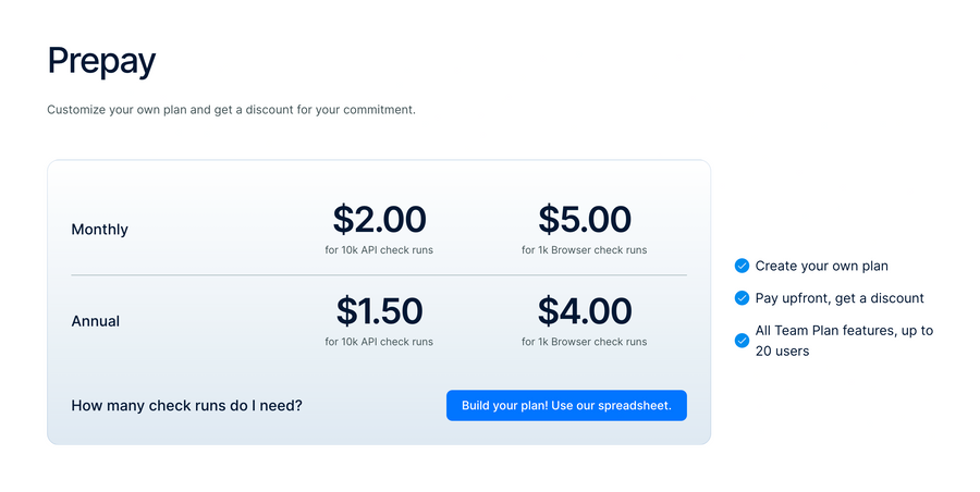 Checkly
				pricing section ui component