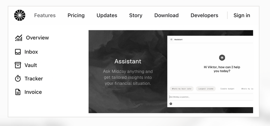 Midday
				flyout menu ui component