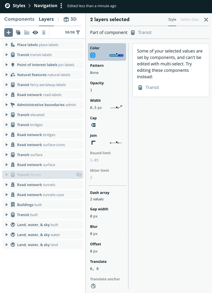 Mapbox
				vertical navigation ui component