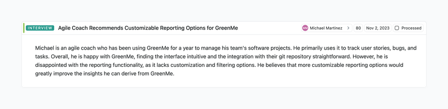 Fibery
				card ui component
