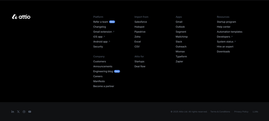 Attio
				footer ui component