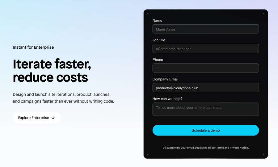Instant
				form element ui component