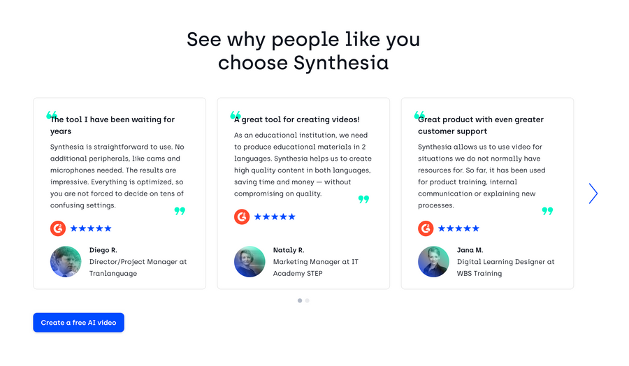 Synthesia
				testimonial ui component