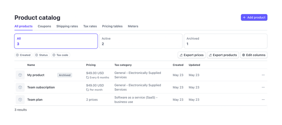 Stripe
				table ui component