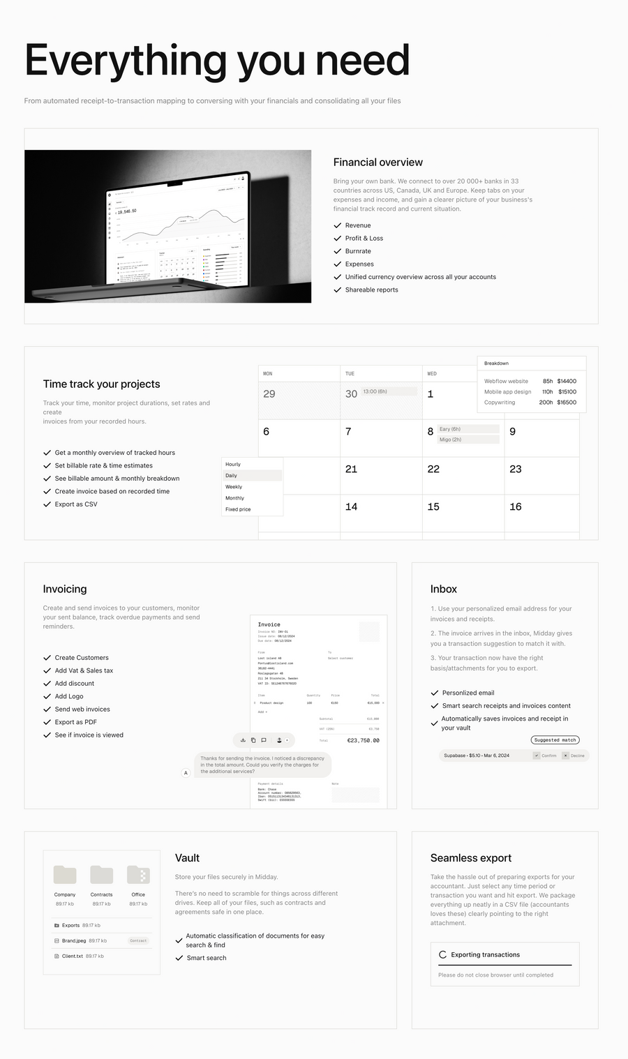 Midday
				bento box ui component