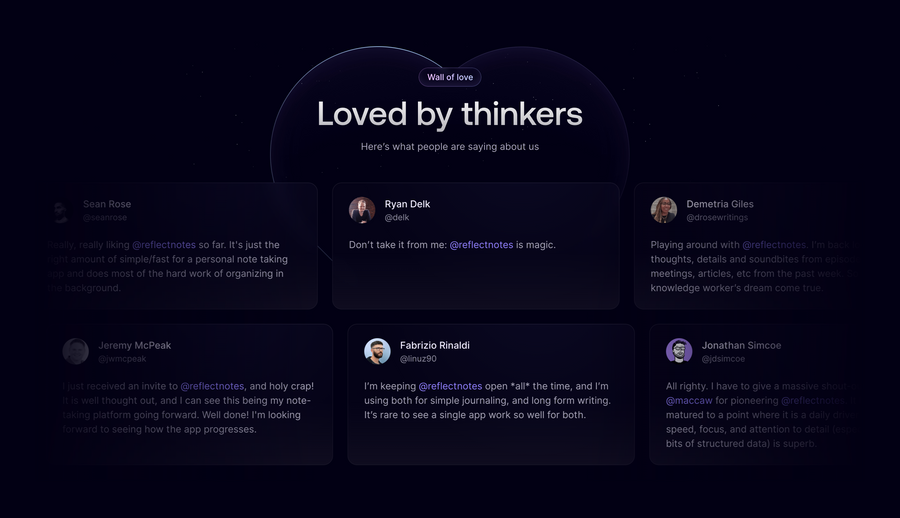Reflect
				testimonial ui component