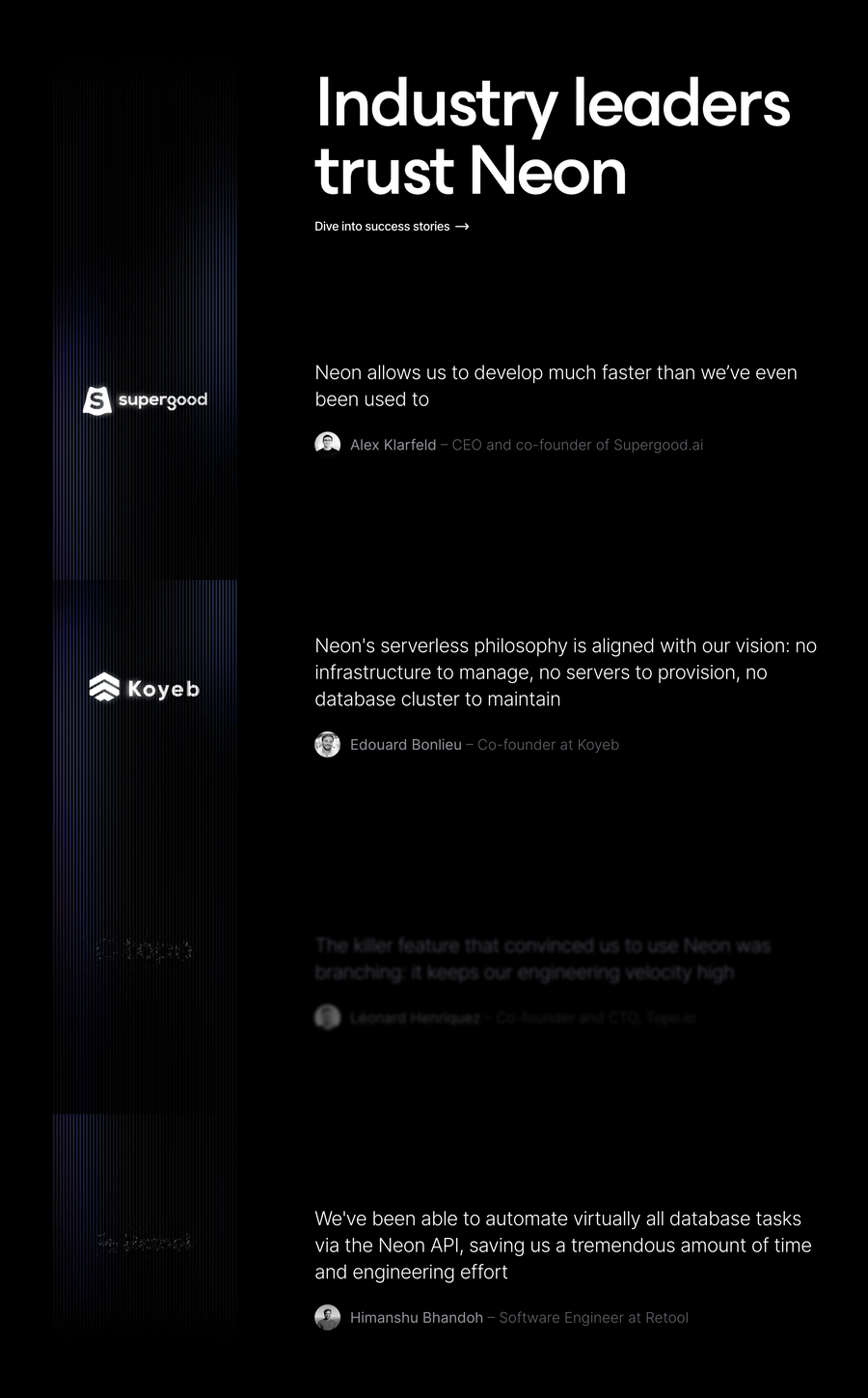 Neon
				testimonial ui component