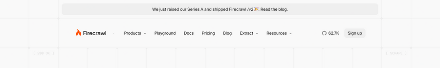 Firecrawl
			navigation menu call to action navigation bar menu analytics ui component