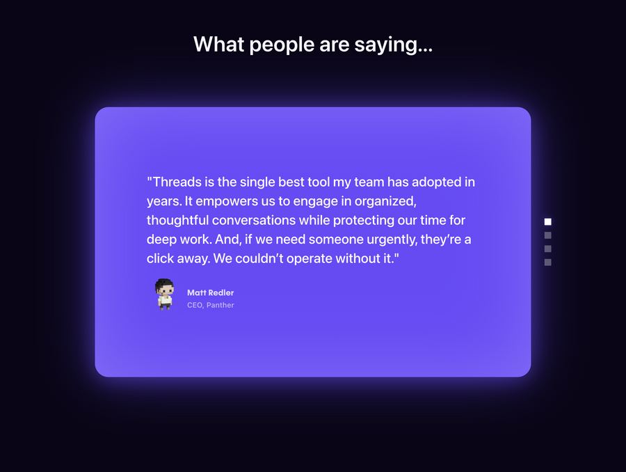 Threads
				testimonial ui component
