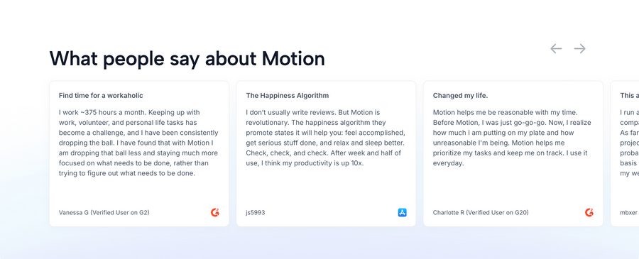 Motion
				testimonial ui component