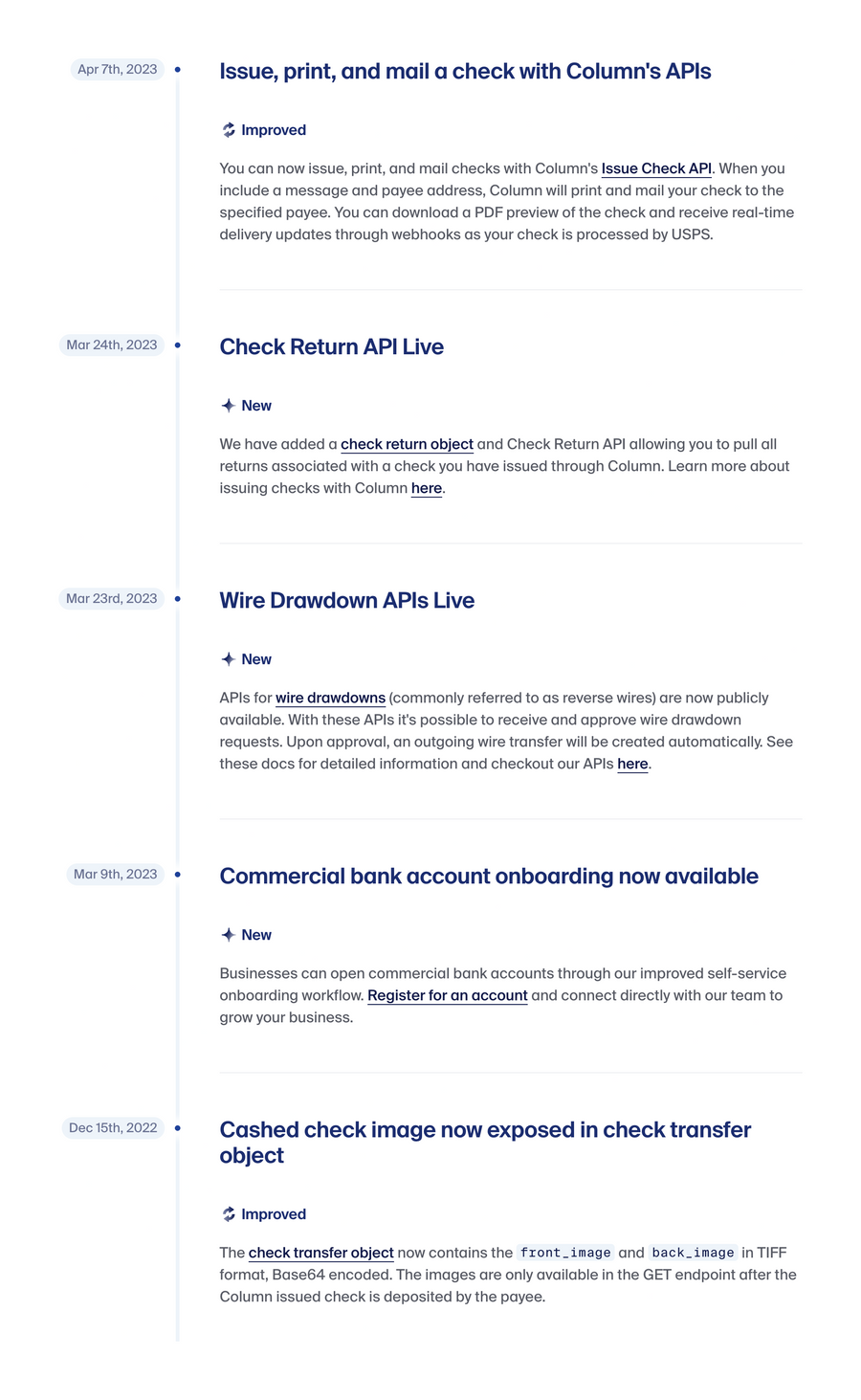 Column
				timeline & history ui component