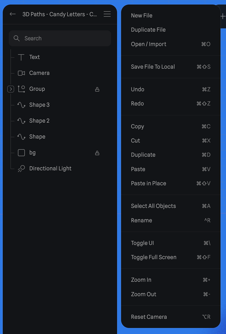 Spline
				dropdown menu ui component
