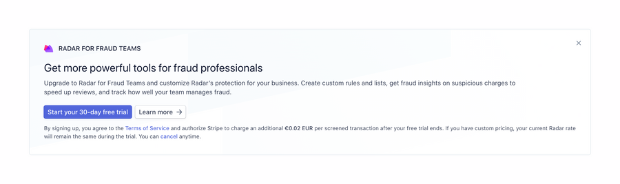 Stripe
				upgrade your plan ui component