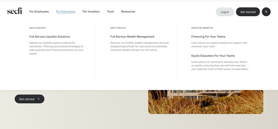 Secfi
				flyout menu ui component