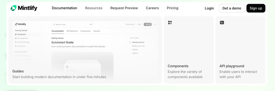 Mintlify
				flyout menu ui component