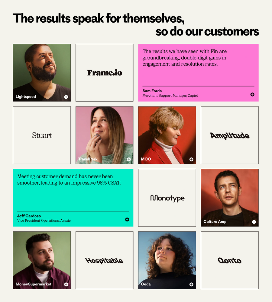 Intercom
				testimonial ui component