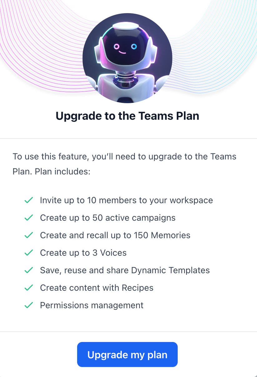 Jasper
				upgrade your plan ui component
