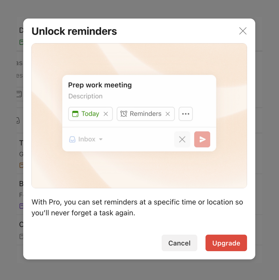 Todoist
				upgrade your plan ui component