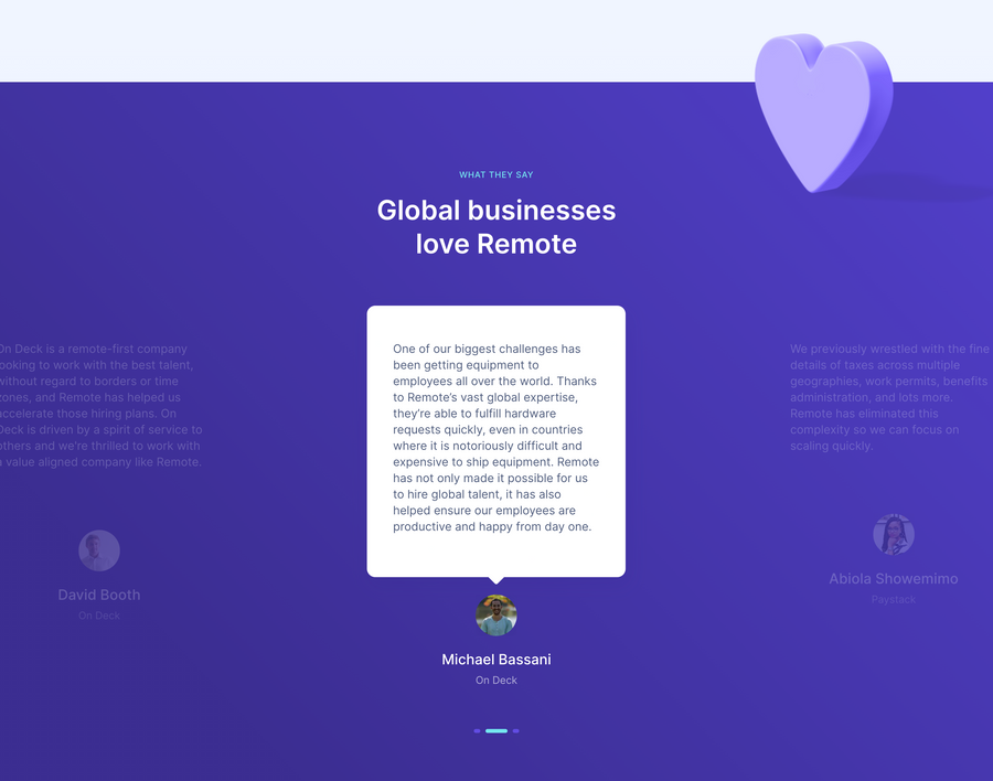 Remote
				testimonial ui component