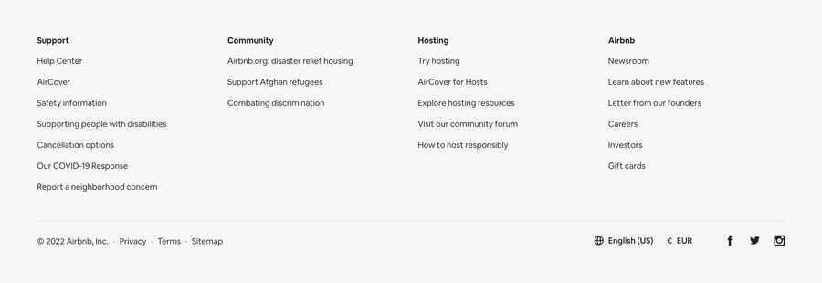 Airbnb
				footer ui component
