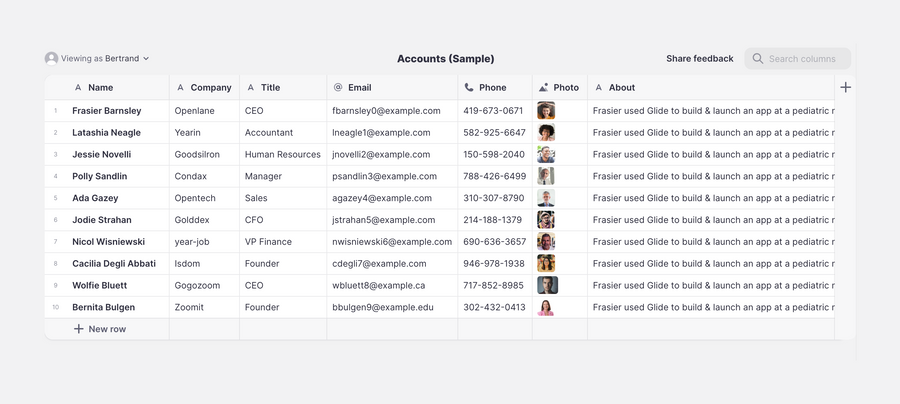 Glide
				table ui component