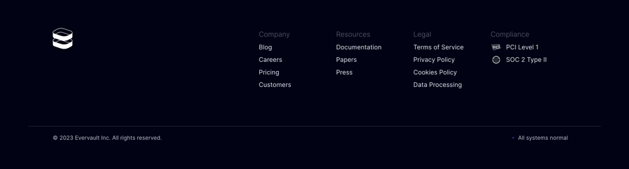 Evervault
				footer ui component