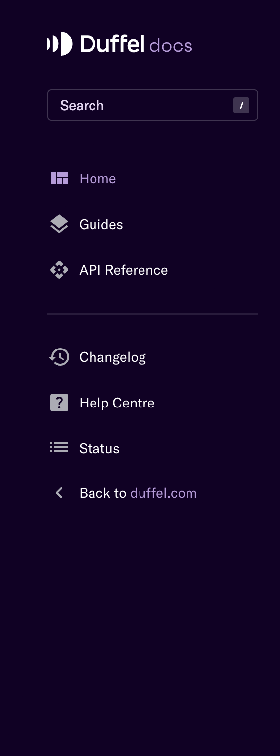Duffel
				vertical navigation ui component