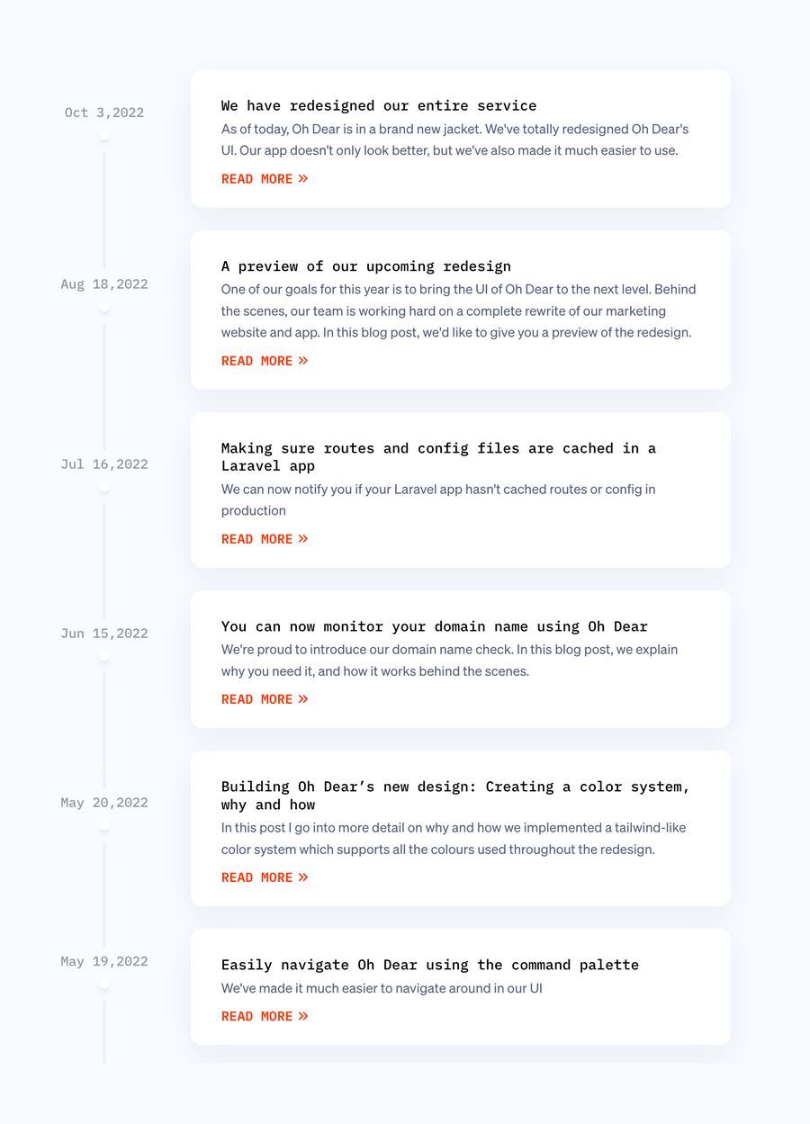 Oh Dear
				timeline & history ui component