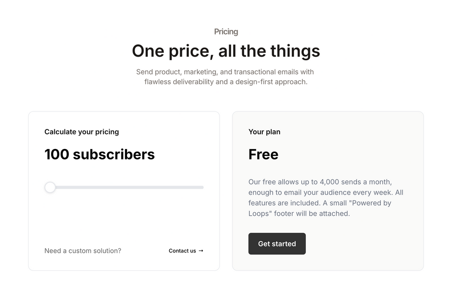Loops
				pricing section ui component