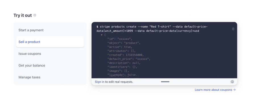 Stripe
				code block ui component
