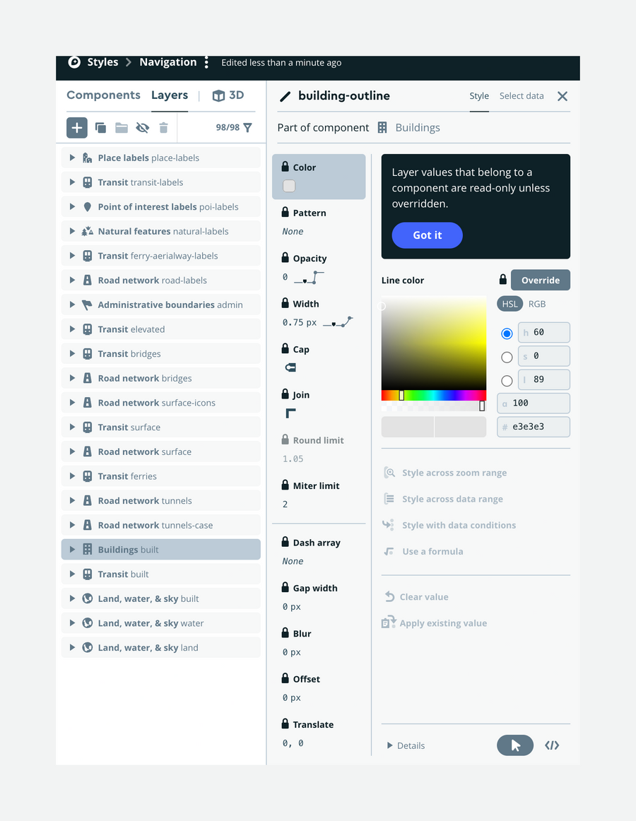 Mapbox
				vertical navigation ui component