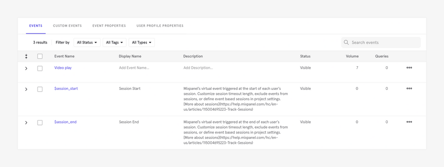 Mixpanel
				table ui component