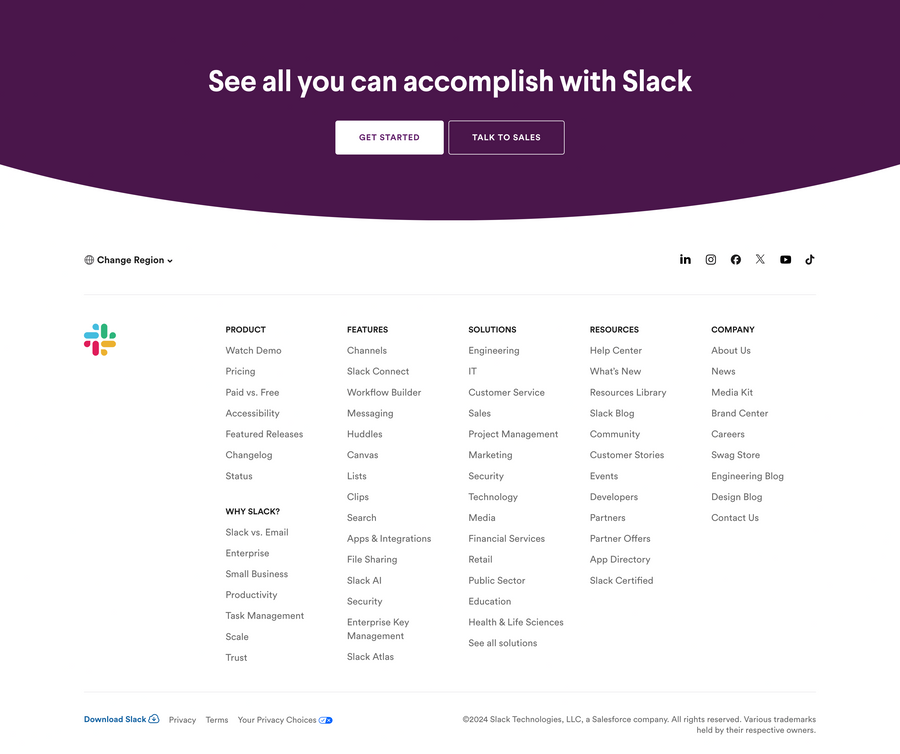 Slack
				footer ui component