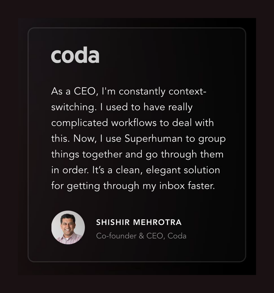 Superhuman
				testimonial ui component