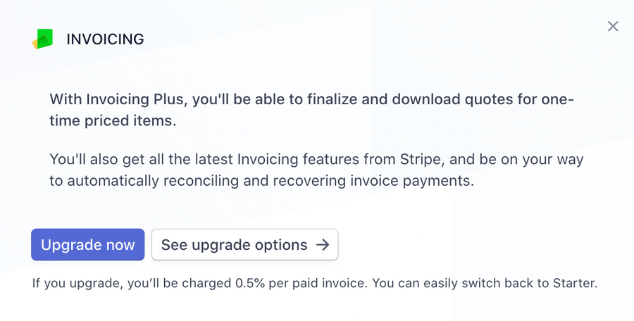 Stripe
				upgrade your plan ui component