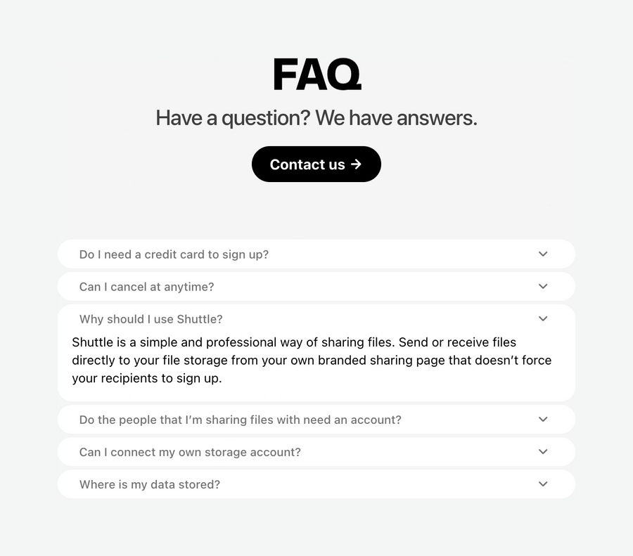 Shuttle
				faq ui component