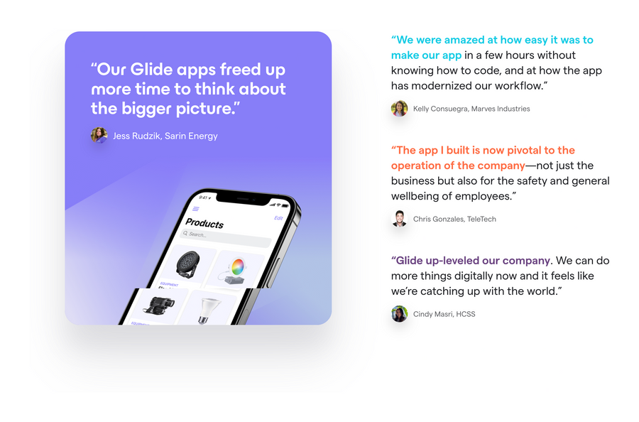 Glide
				testimonial ui component
