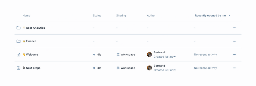 Deepnote
				table ui component