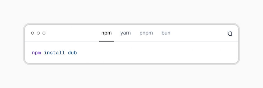 Dub
			code snippet ui component