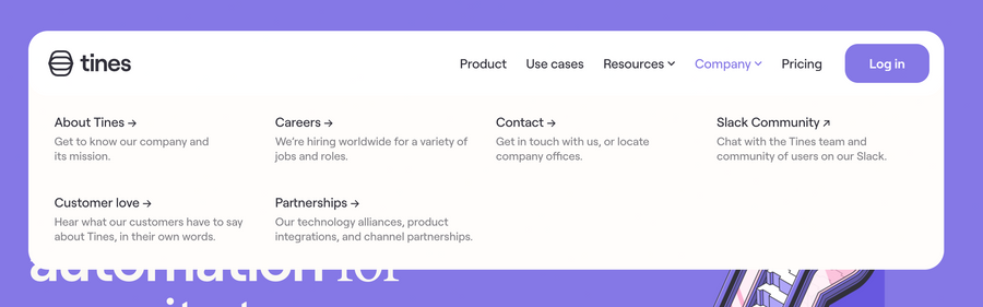 Tines
				flyout menu ui component